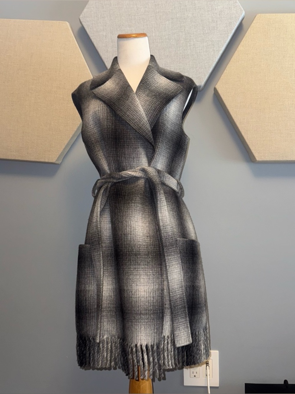 Authentic Christian Dior wool vest fringe 38
